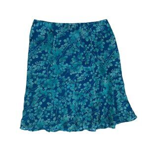 vintage evan-picone petite blue floral midi flowy skirt size 8P (medium)